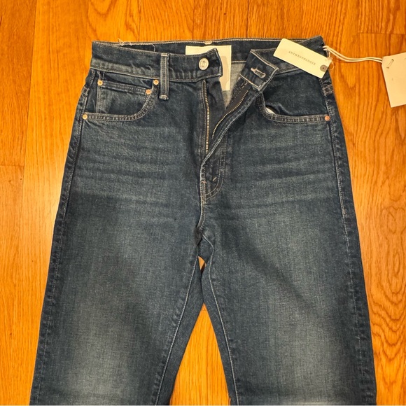 Mother Blue Ditcher Zip Hover High Rise Straight Leg Denim Jeans 23 - Picture 7 of 13